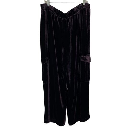 Johnny Was NWTs Zatima Purple Silk Cargo Pants Wide Leg size PXL petite XL - Picture 7 of 9